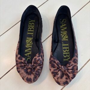 Sam And Libby Leopard Bow Ballet Flats Women’s Size 7.5 Faux Leather
